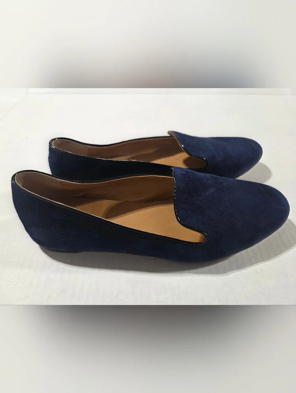 Women’s Navy Suede Slip-On Loafers